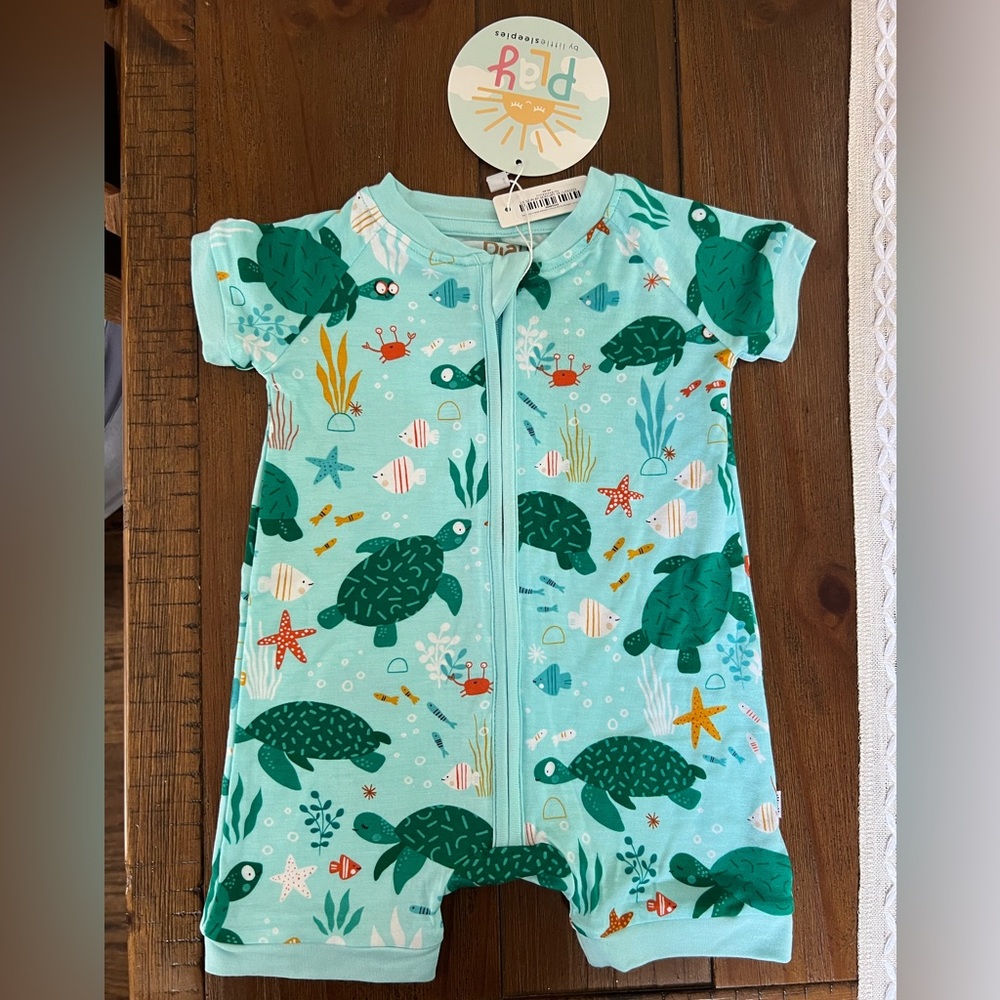 Little Sleepies Sea Turtle Friends Shorty Romper